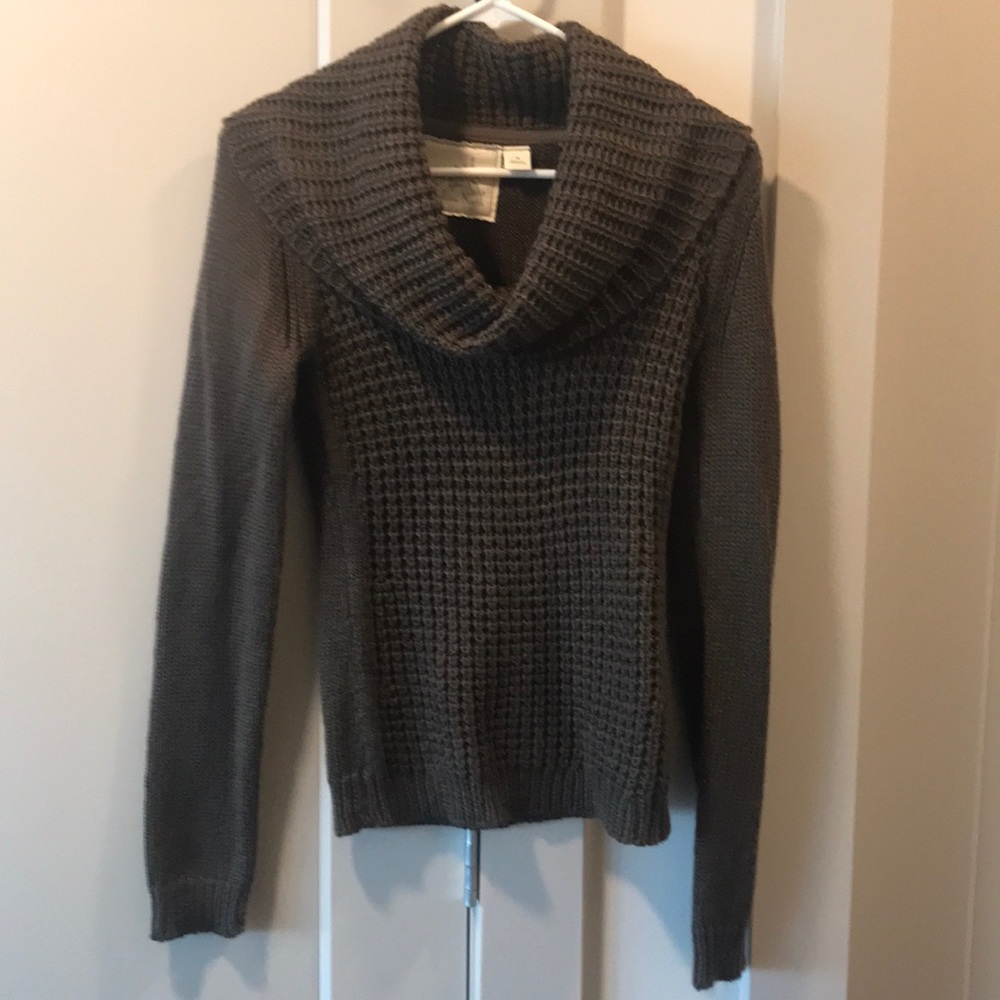 Anthropologie brown cowl neck sweater